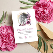 Floral Geometric Wedding Invitation Template | Customizable Canva Design | Instant Download- wedding invites