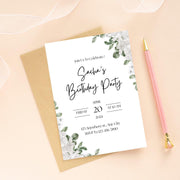 Floral Greenery Birthday Invitation | Customizable Digital Template for Elegant Celebrations- party invite