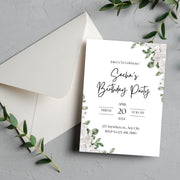 Floral Greenery Birthday Invitation | Customizable Digital Template for Elegant Celebrations- party invite