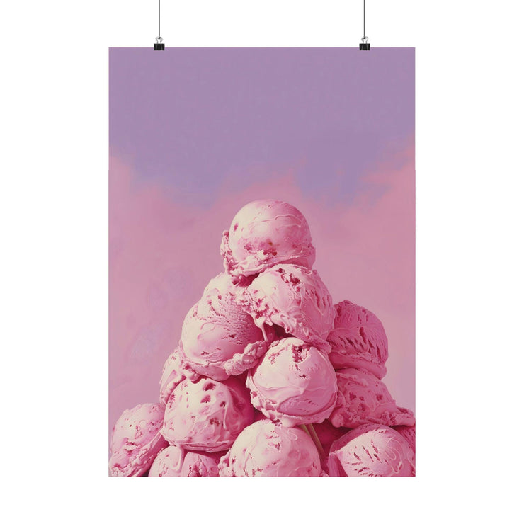 Pink Ice Cream Wall Art Poster – Aesthetic Food Art Print on Premium Matte Paper, Perfect for Kitchen or Café Decor- Ice-cream poster