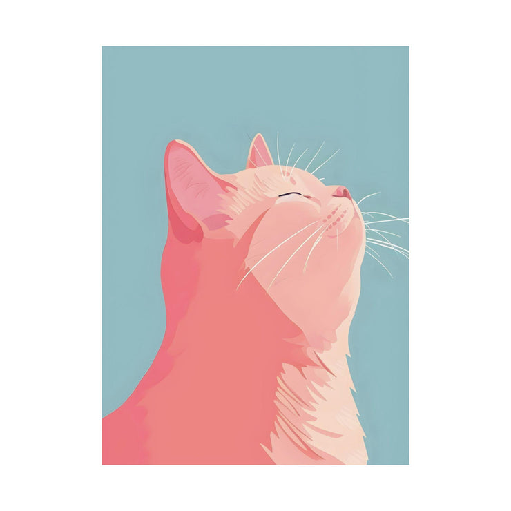 Modern Cat Art Poster – Minimalist Cat Wall Art Print | Cute Pink Cat Decor | Premium Matte Animal Poster | Gift for Cat Lovers