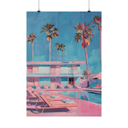 Retro Poolside Vibes Wall Art Poster – Mid-Century Modern Palm Trees Print, Vintage Aesthetic Motel Decor, Tropical Poolside Poster