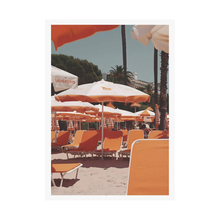 Retro Beach Umbrella Wall Art Poster - Vintage Summer Vibes, Orange & White Aesthetic Print, Premium Matte Art Decor for Home, Office, Cafe