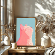 Modern Cat Art Poster – Minimalist Cat Wall Art Print | Cute Pink Cat Decor | Premium Matte Animal Poster | Gift for Cat Lovers