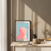 Modern Cat Art Poster – Minimalist Cat Wall Art Print | Cute Pink Cat Decor | Premium Matte Animal Poster | Gift for Cat Lovers