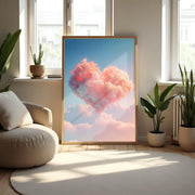 Dreamy Heart shaped Cloud Wall Art Poster – Pastel Pink and Blue Aesthetic Print, Premium Matte Vertical Décor- love poster