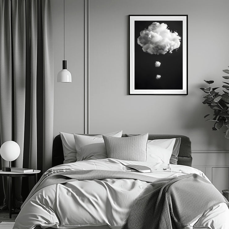 Modern Cloud Wall Art Print - Minimalist Black and White Poster - Dreamy Cloud Decor - Premium Matte Paper