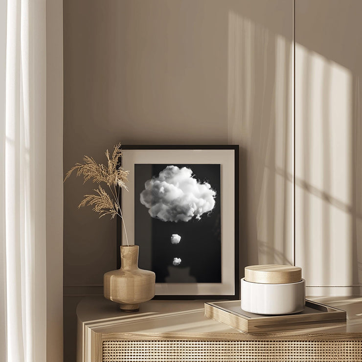 Modern Cloud Wall Art Print - Minimalist Black and White Poster - Dreamy Cloud Decor - Premium Matte Paper