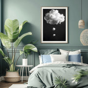 Modern Cloud Wall Art Print - Minimalist Black and White Poster - Dreamy Cloud Decor - Premium Matte Paper