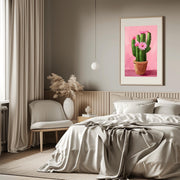 Vibrant Cactus Art Poster – Pink Flower Cacti Print on Premium Matte Paper, Modern Botanical Wall Decor for Living Room & Office