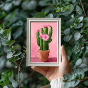 Vibrant Cactus Art Poster – Pink Flower Cacti Print on Premium Matte Paper, Modern Botanical Wall Decor for Living Room & Office