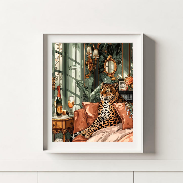 Vintage Leopard Wall Art Print - Luxe Jungle Decor, Elegant Animal Poster, Museum-Quality Matte Vertical Posterst