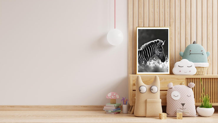 Black and White Zebra Wall Art Poster – Modern Wildlife Photography Print on Premium Matte Paper, Available in Multiple Sizes