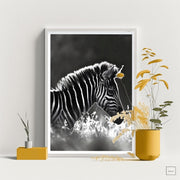 Black and White Zebra Wall Art Poster – Modern Wildlife Photography Print on Premium Matte Paper, Available in Multiple Sizes