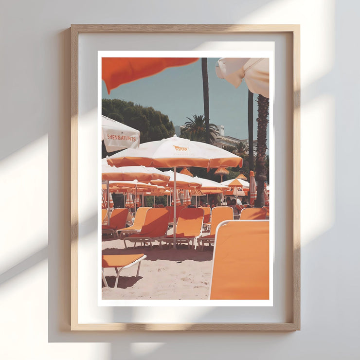 Retro Beach Umbrella Wall Art Poster - Vintage Summer Vibes, Orange & White Aesthetic Print, Premium Matte Art Decor for Home, Office, Cafe