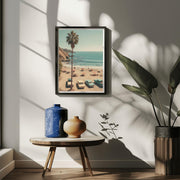 Vintage Beach Scene Wall Art Poster – Retro Coastal Decor, California Palm Tree Art Print, Vintage Ocean Landscape Poster