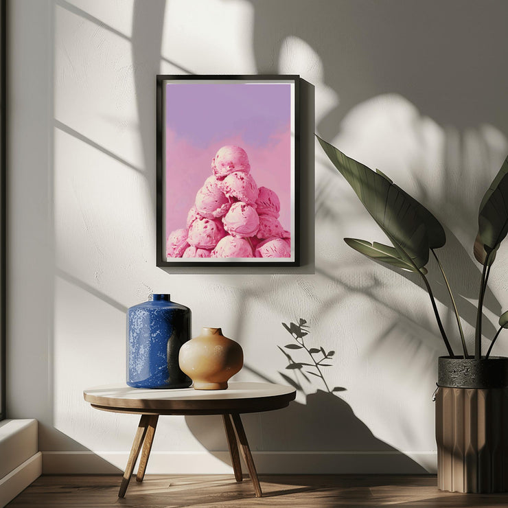 Pink Ice Cream Wall Art Poster – Aesthetic Food Art Print on Premium Matte Paper, Perfect for Kitchen or Café Decor- Ice-cream poster