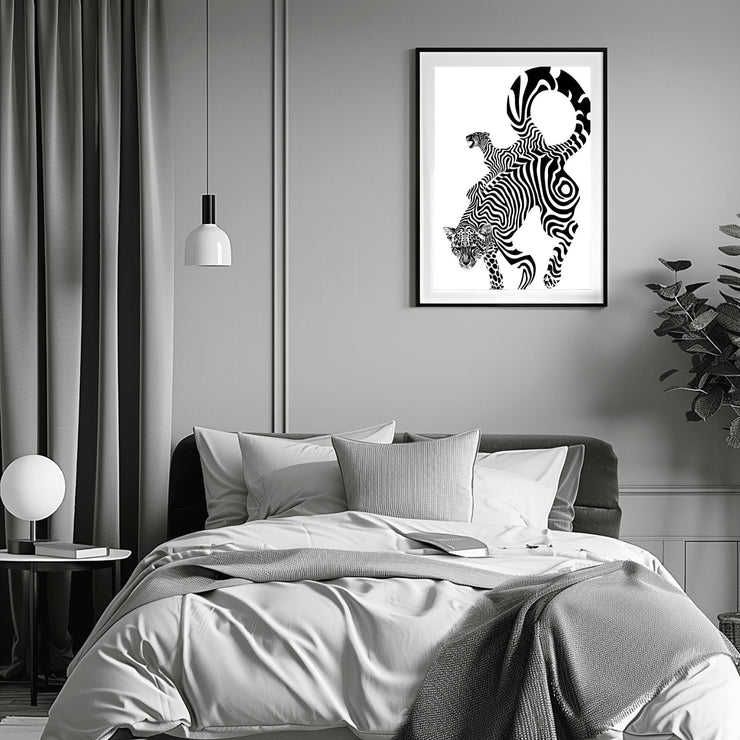 Abstract Zebra Leopard Poster - Modern Black and White Wall Art, Premium Matte Print, Animal Pattern Art for Home Decor