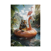 Cool tiger and flamingo wall art print – jungle wall decor, exotic animal poster, tropical art for home- cool urban wildlife animal poster