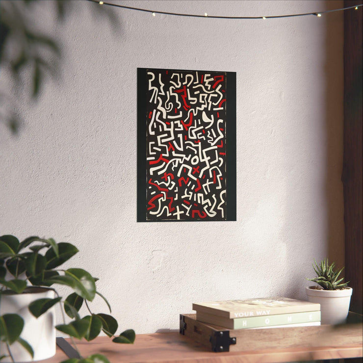 Vertical Abstract Poster, Black Red White Painting Print, Modern Wall Art, Home Decor, Matte Paper, Room Decor