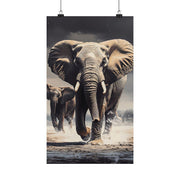 Elephants Walking Matte Vertical Posters, Wildlife Art Prints, Animal Lover Wall Decor, Safari Nursery Decoration, Jungle Theme Room Poster,