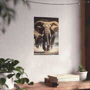 Elephants Walking Matte Vertical Posters, Wildlife Art Prints, Animal Lover Wall Decor, Safari Nursery Decoration, Jungle Theme Room Poster,