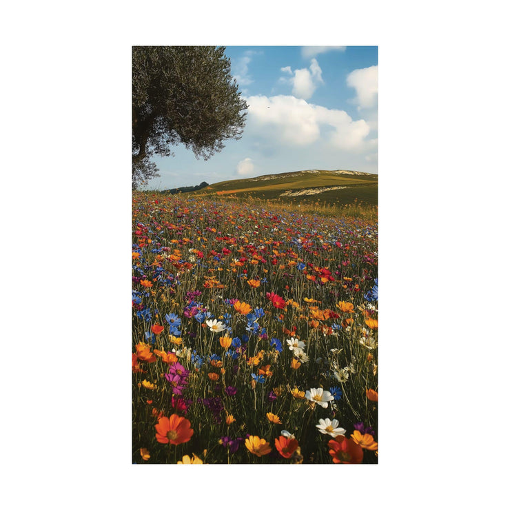 Floral Field Matte Vertical Posters, Rose Blossoms Print, Wildflower Wall Art Decor, Nature Poster Prints, Botanical Artwork