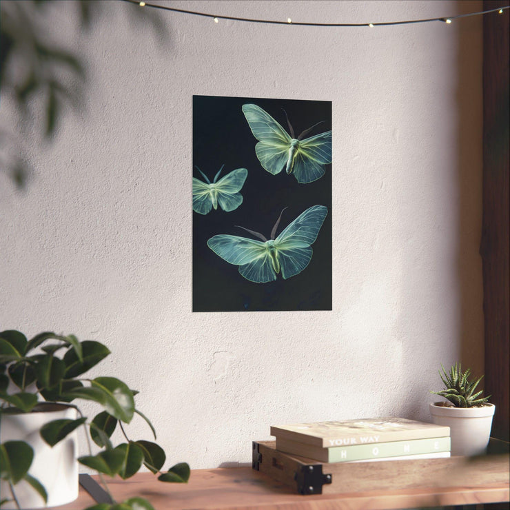 Luminous Butterfly Art Print poster- Ethereal Blue Nature Wall Decor - Premium Matte Poster- wall art for bedroom, kitchen, office