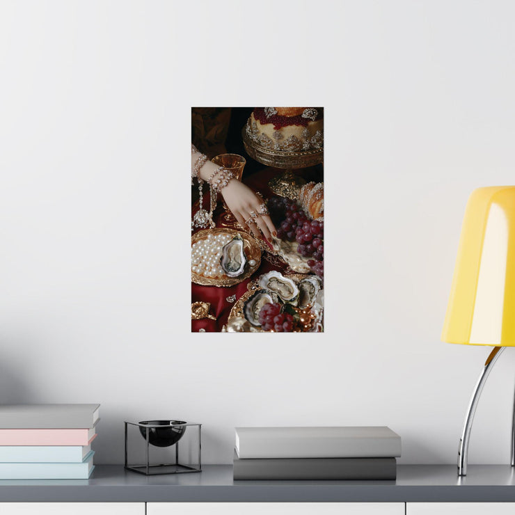 Vertical Posters, Pearls and Food Victorian Wall Art, Matte Poster Print, Elegant Dining Room Decor, Kitchen Artwork, Unique Home Gift