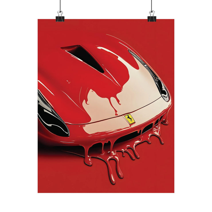 Luxury Dripping car poster, vintage automotive Poster - Modern Red Car Art Print - Premium Matte Wall Décor