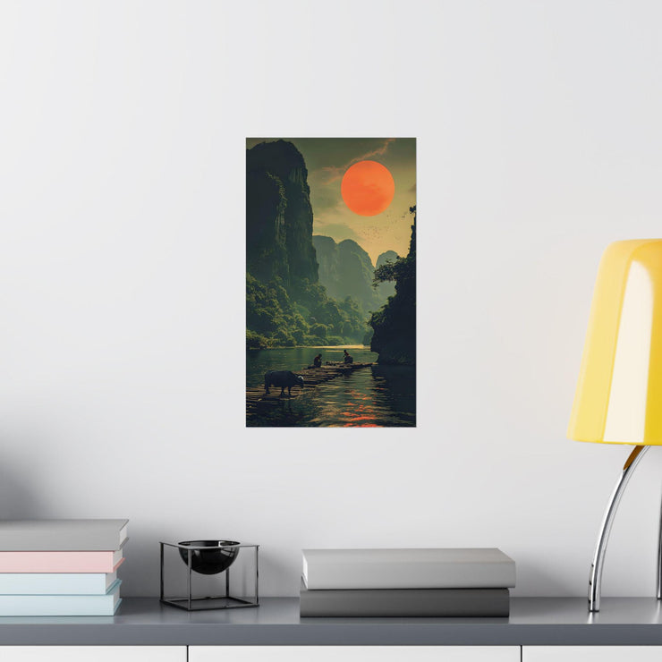 Vertical Posters, Sun and River Wall Art Decor, Matte Print, Home Decor, Office Decor, Nature Poster, Landscape Picture