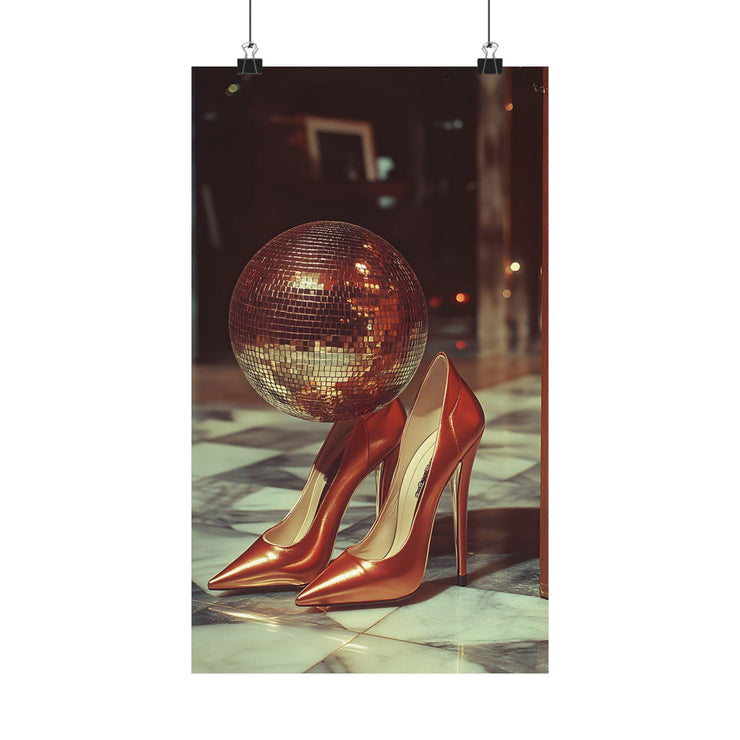 Vertical Posters, Disco Ball and High Heels Polaroid, 1990s Album Cover Art, Matte Print, Home Decor, Wall Art, Unique Gift, Room Decor