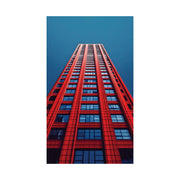 Tower Building Red Matte Poster, Surreal Luxury Modern Art Print for Home Decor, Wall Art, Graphic Design Studio, Bedroom Decor,