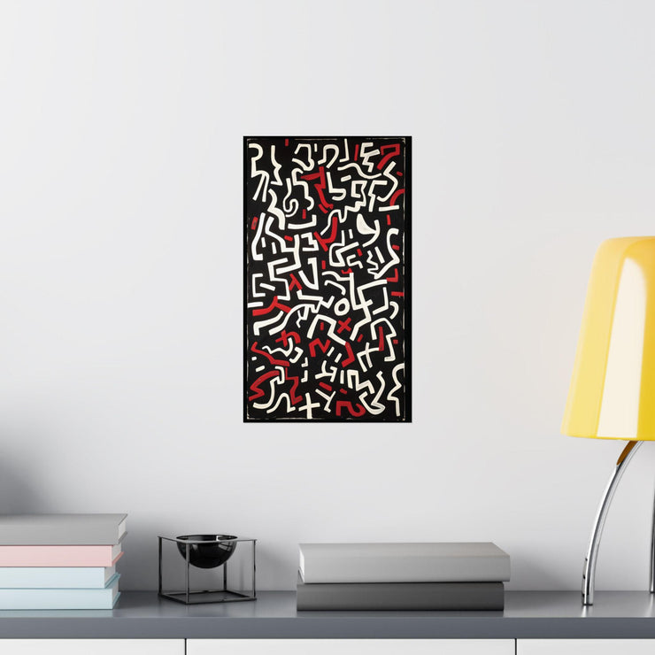 Vertical Abstract Poster, Black Red White Painting Print, Modern Wall Art, Home Decor, Matte Paper, Room Decor