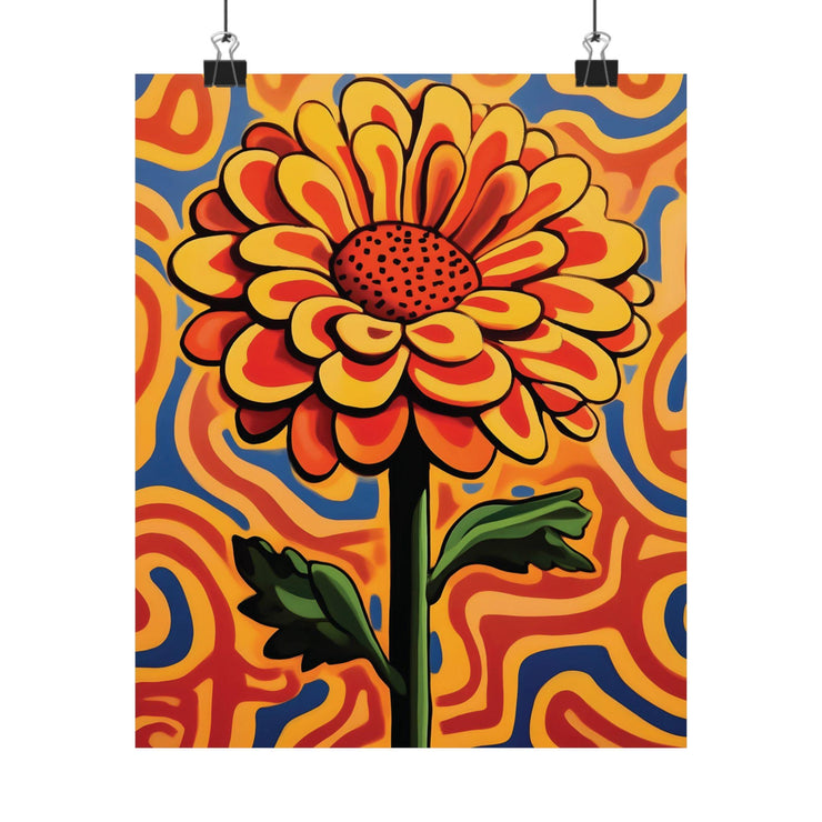 Sunflower and Marigold Matte Vertical Posters, unique Style Wall Art Print, Home Decor, Room Decoration, Flower Artwork, Vertical Art