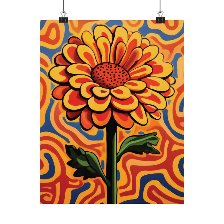 Sunflower and Marigold Matte Vertical Posters, unique Style Wall Art Print, Home Decor, Room Decoration, Flower Artwork, Vertical Art