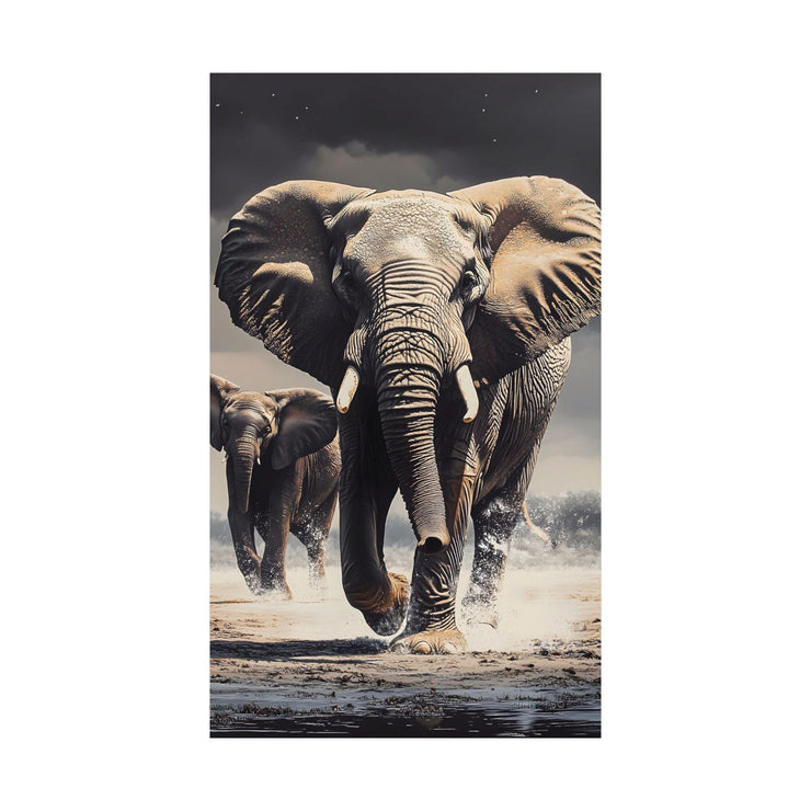 Elephants Walking Matte Vertical Posters, Wildlife Art Prints, Animal Lover Wall Decor, Safari Nursery Decoration, Jungle Theme Room Poster,