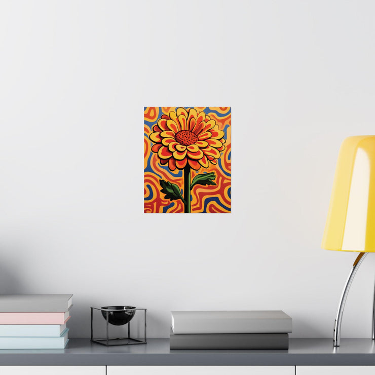 Sunflower and Marigold Matte Vertical Posters, unique Style Wall Art Print, Home Decor, Room Decoration, Flower Artwork, Vertical Art