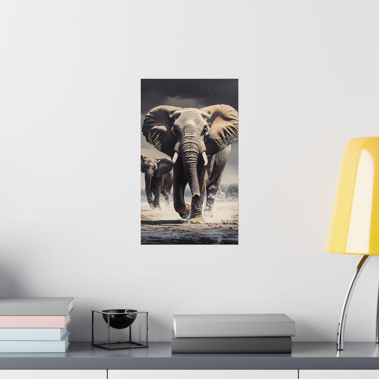 Elephants Walking Matte Vertical Posters, Wildlife Art Prints, Animal Lover Wall Decor, Safari Nursery Decoration, Jungle Theme Room Poster,