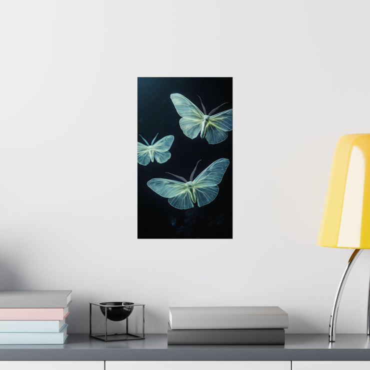 Luminous Butterfly Art Print poster- Ethereal Blue Nature Wall Decor - Premium Matte Poster- wall art for bedroom, kitchen, office