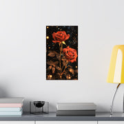 Thorny Roses Y2K Sparkle on Black Background, Matte Print, Wall Art, Home Decor, Room Decor, Floral Print, Gothic Decor