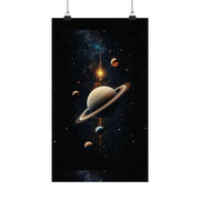 Galaxy Orbit Matte Vertical Poster, Space Planets Astronomy Wall Art, Celestial Home Decor, Science Lover Gift, Universe Art Print, Black