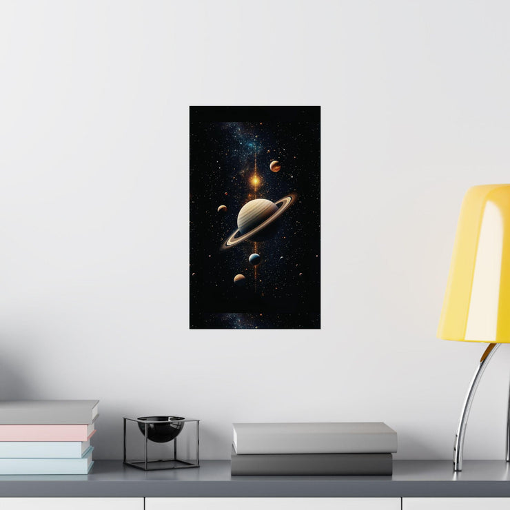 Galaxy Orbit Matte Vertical Poster, Space Planets Astronomy Wall Art, Celestial Home Decor, Science Lover Gift, Universe Art Print, Black