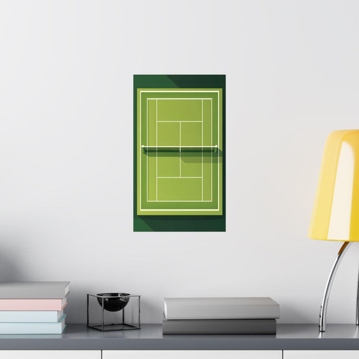 Stylish Tennis Court Poster featuring a vibrant green design for tennis enthusiasts