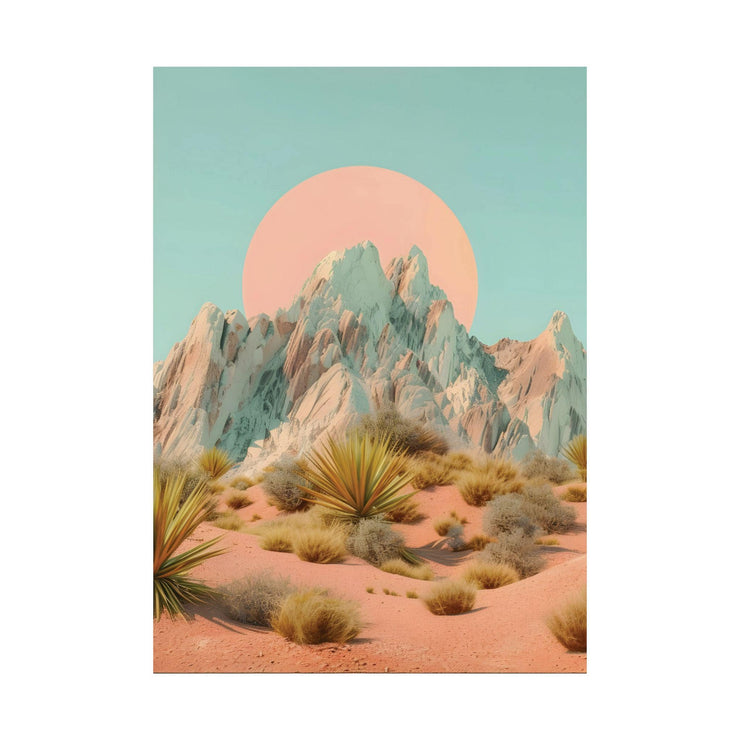 Desert Mountain Wall Art featuring vibrant colors and scenic desert landscape for home decor