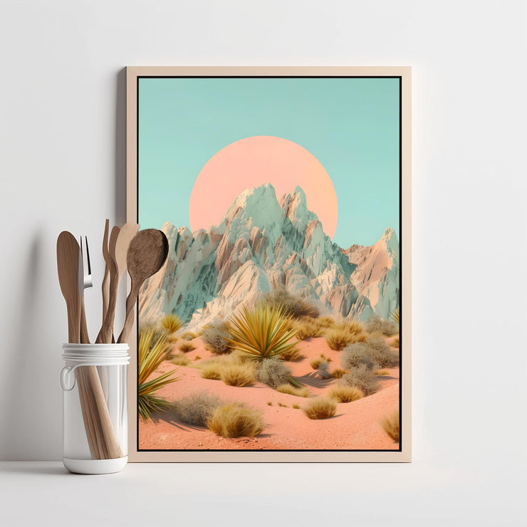 Desert Mountain Wall Art featuring vibrant colors and a scenic mountain landscape