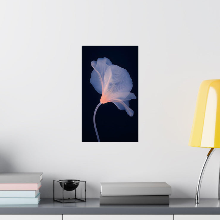 Vertical Poster X Ray Flower Art Print wall art showcasing a delicate flower design on a dark background